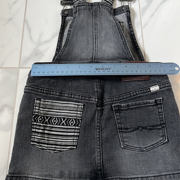 ❌ CLEARANCE Lucky Brand Black Denim Overalls Embroidered Print Jumper Skirt 6 - Picture 9 of 11